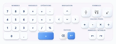 Le pavé mathématique de MathIt : huit sections de touches